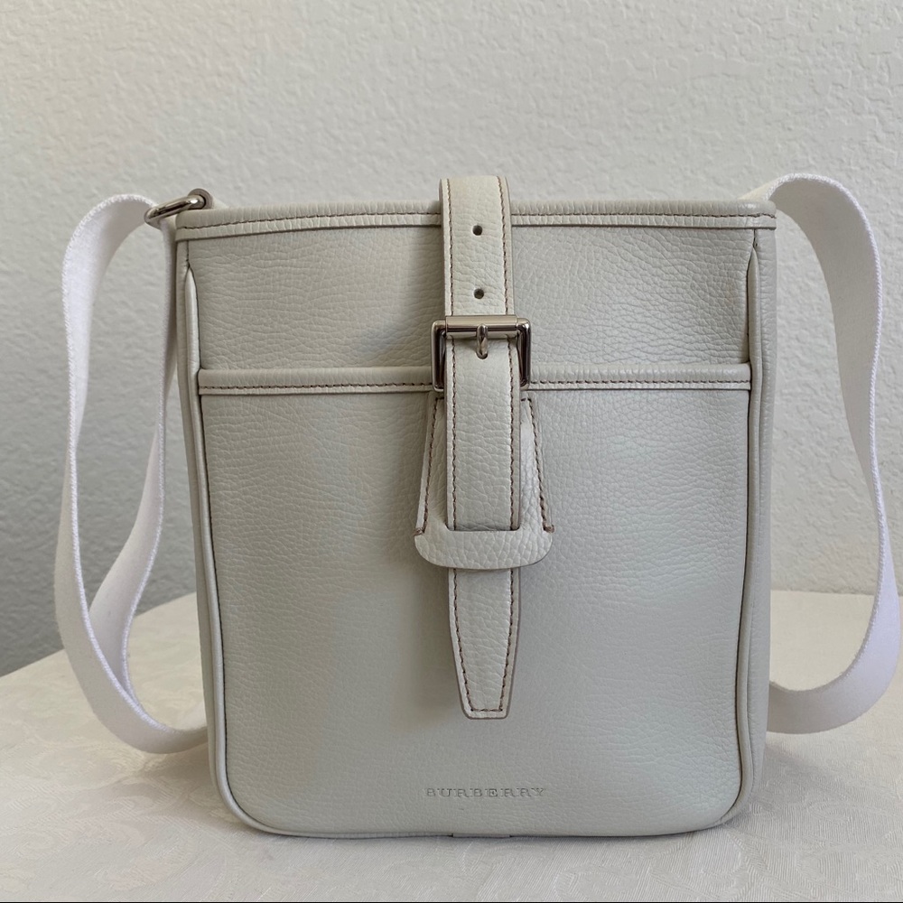 Burberry white leather crossbody bag